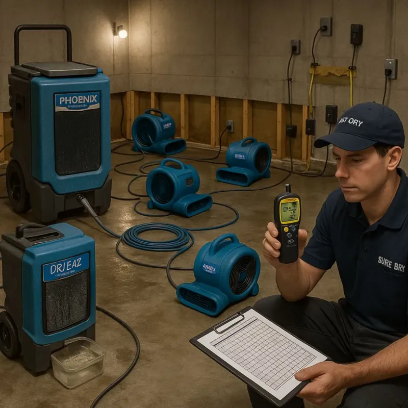 Structural Drying and Dehumidification process in Hokes Bluff, AL